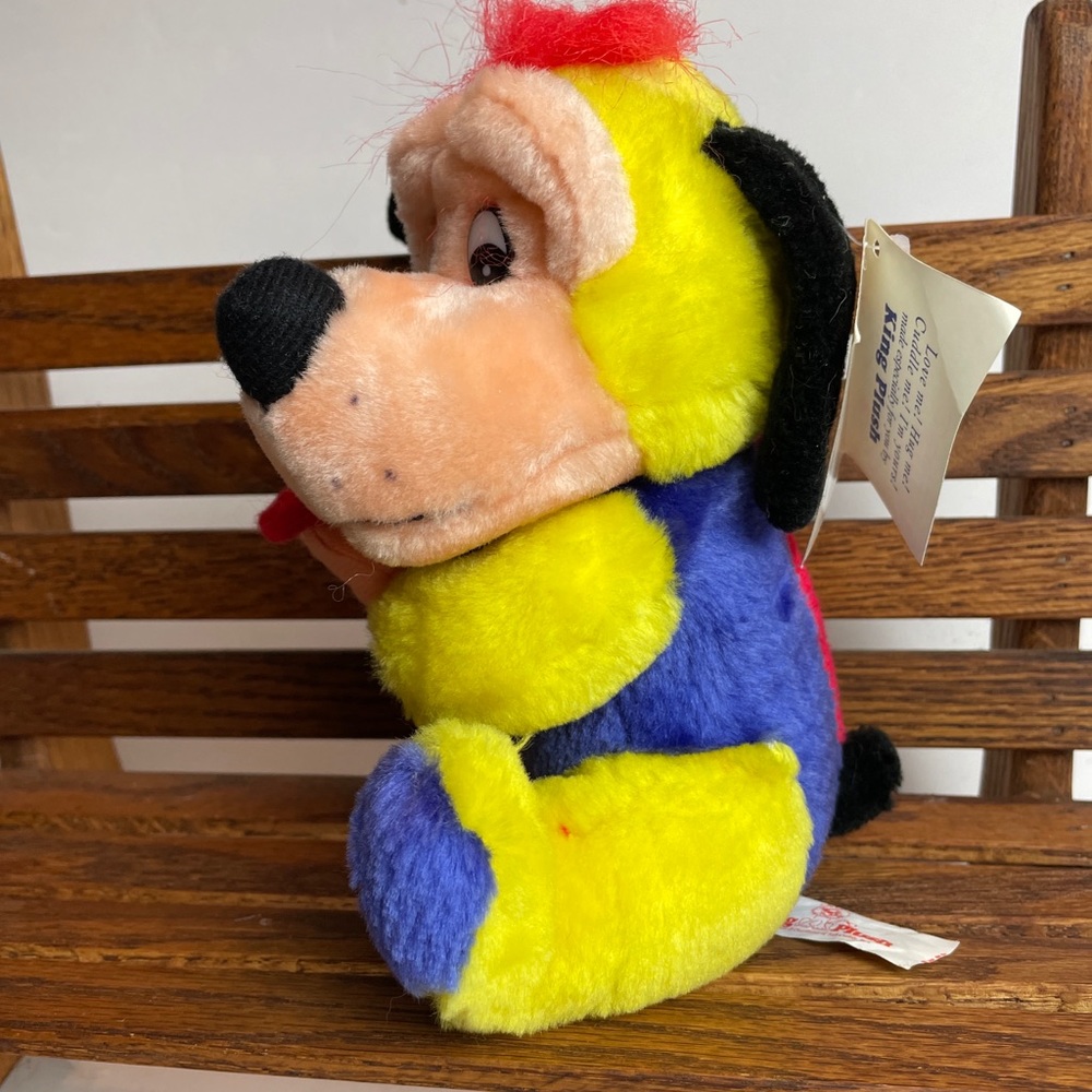 King Plush Multicolor Puppy Dog Plush with Bone 7”